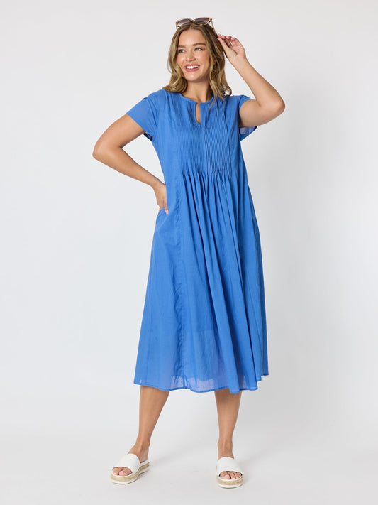 Image of Dresses. Product name - Acacia Cotton Dress Azure in Azure colour by brand - Threadz