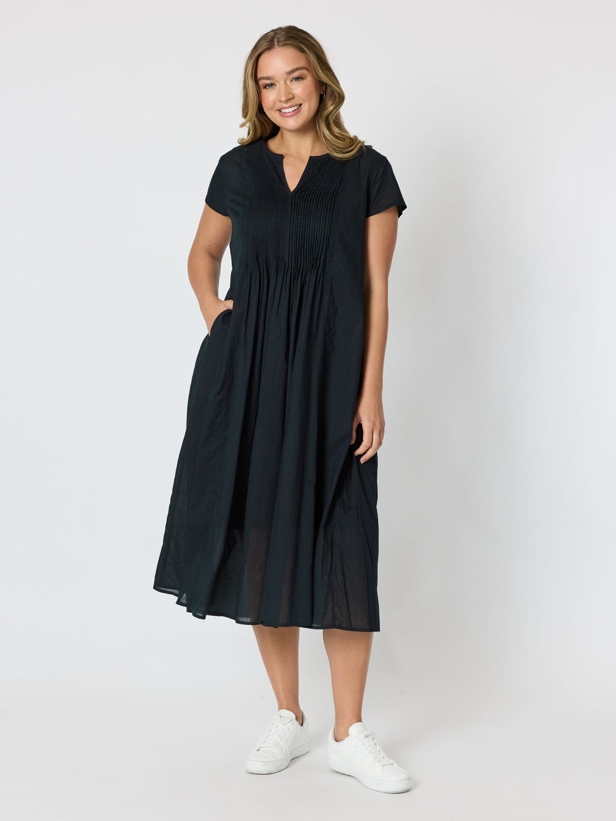 Image of Dresses. Product name - Acacia Cotton Dress Black in Black colour by brand - Threadz