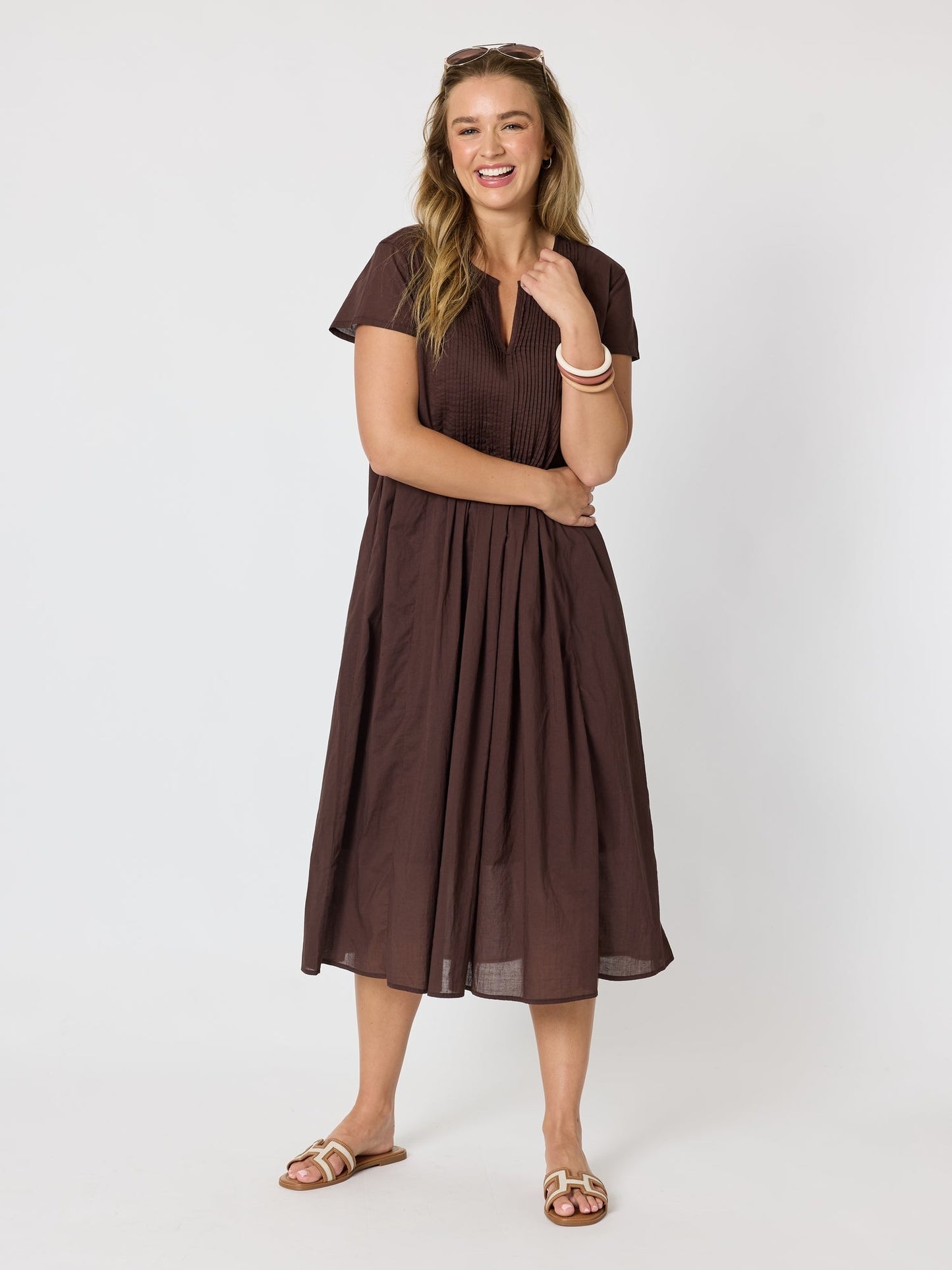 Threadz Acacia Cotton Dress (Coffee)