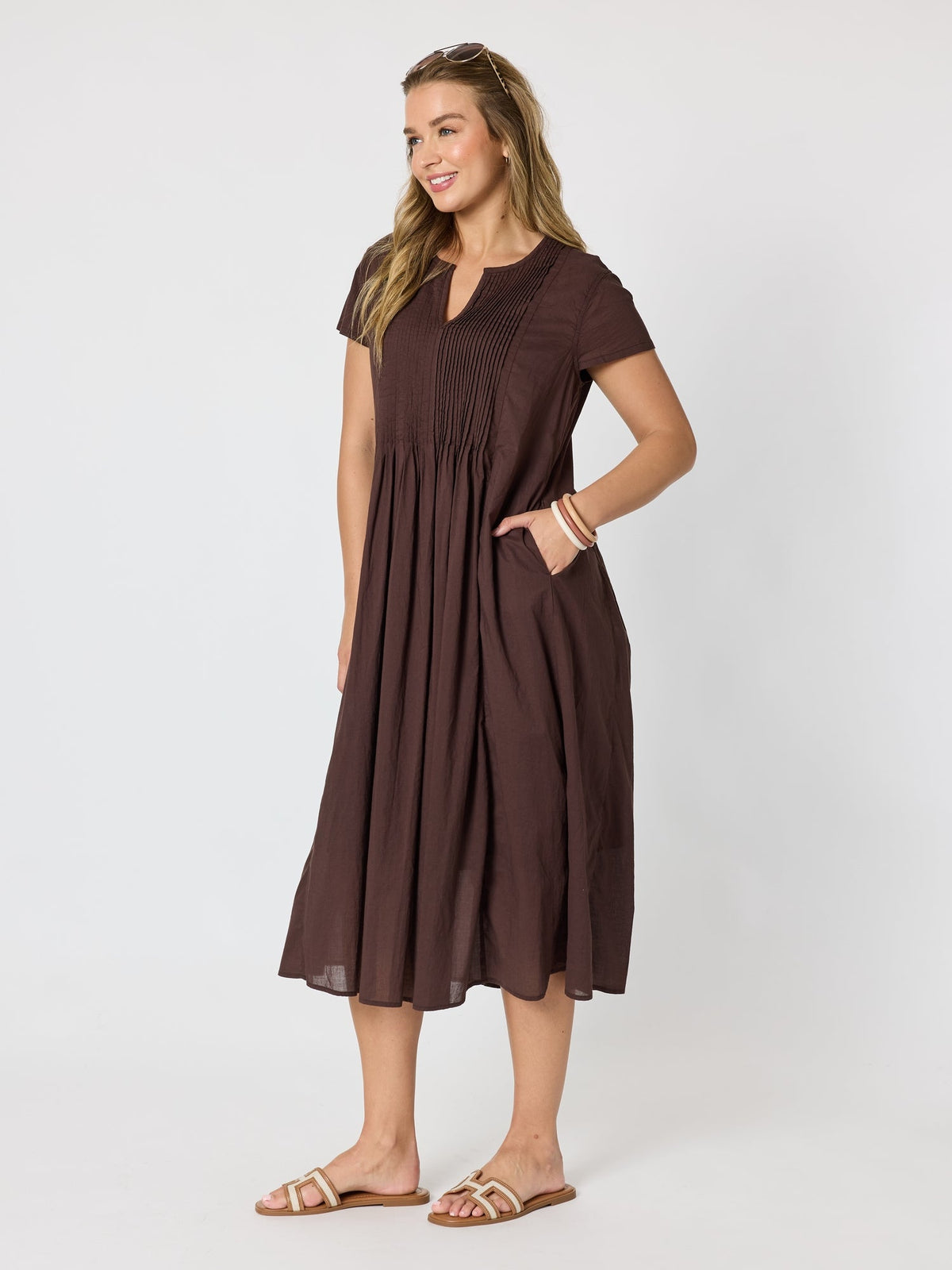 Threadz Acacia Cotton Dress (Coffee)