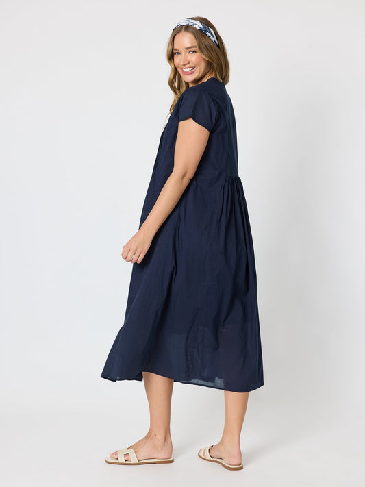 Threadz Acacia Cotton Dress (Navy)