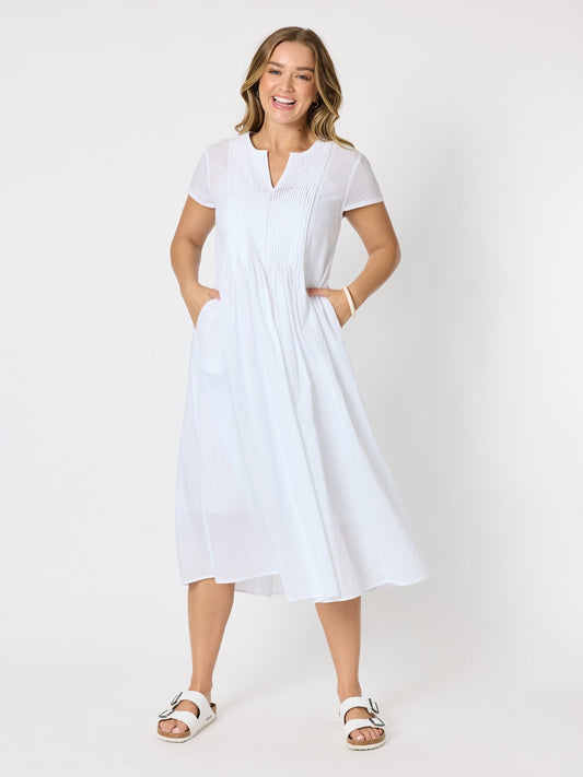 Image of Dresses. Product name - Acacia Cotton Dress White in White colour by brand - Threadz