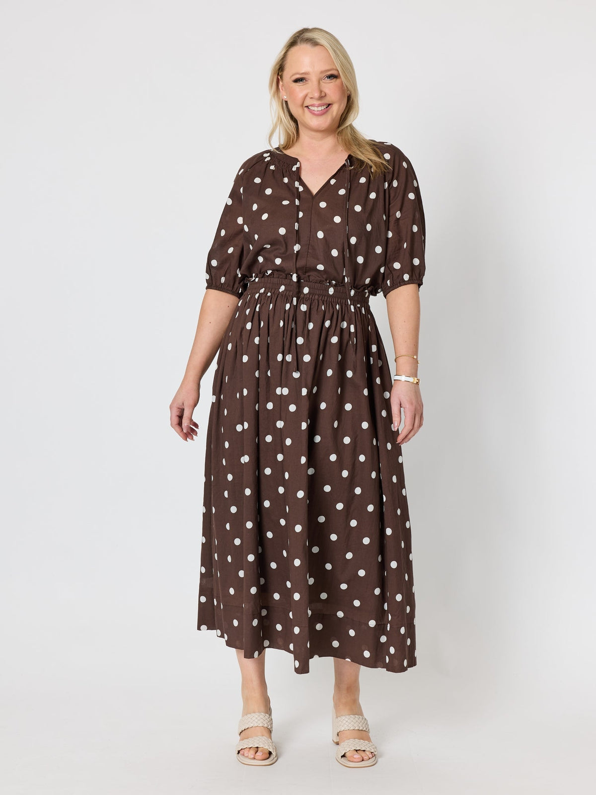 Gordon Smith Riviera Cotton Spot Top (Coffee White)
