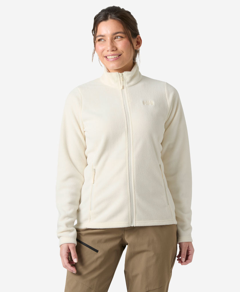 Image of a model wearing Outerwear. Product name - W MARIDALEN FLEECE JACKET, Snow in Snow colour by brand - Helly Hansen
