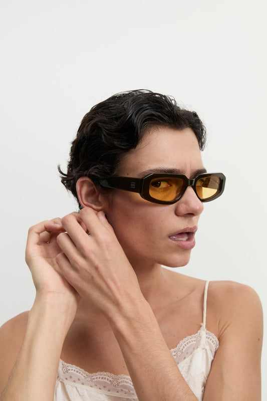 Image of Sunglasses. Product name - Roux Sunglasses Khaki in Khaki colour by brand - Blanca Studio