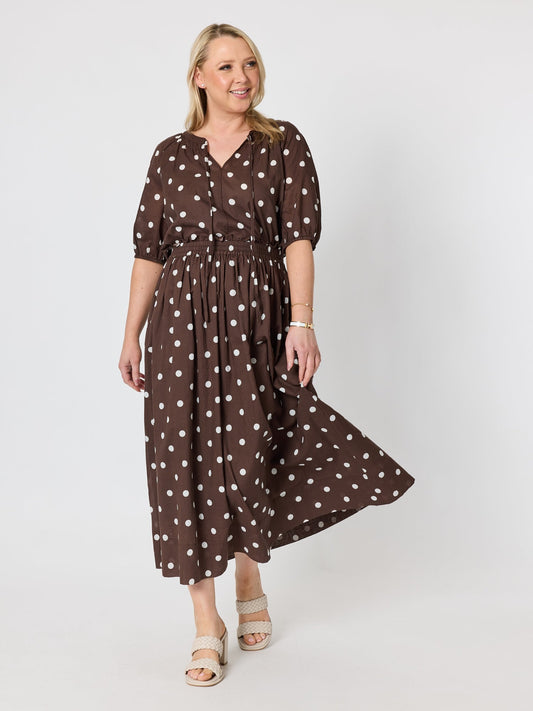 Gordon Smith Riviera Cotton Spot Maxi Skirt (Coffee White)