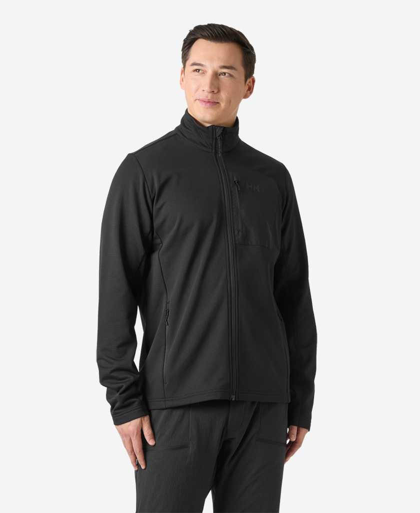 Image of a model wearing Outerwear. Product name - VERSALITE FLEECE JACKET, Black in Black colour by brand - Helly Hansen