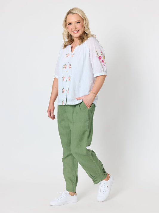 Gordon Smith Desert Rose Embroidered Top (White)