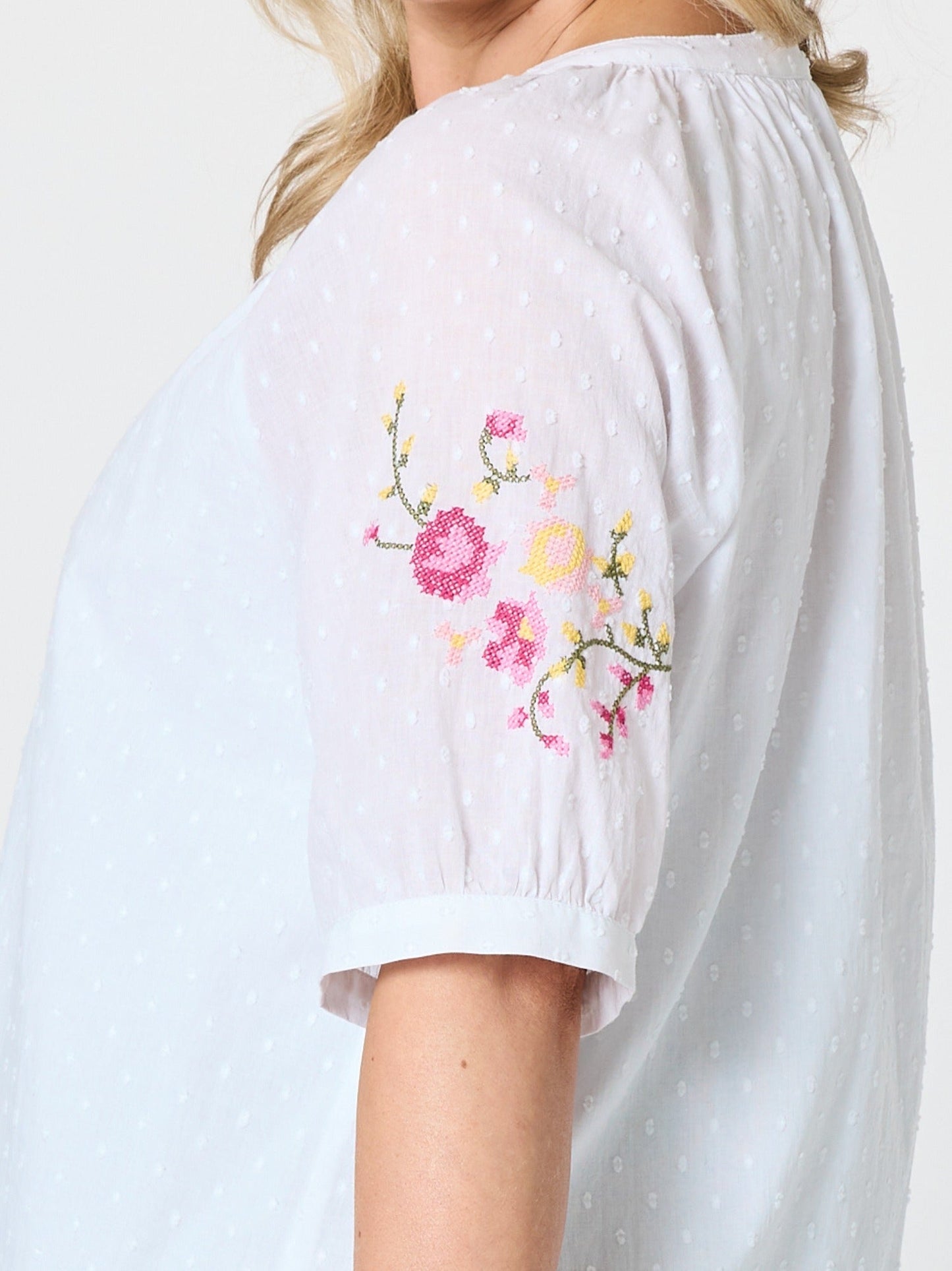 Gordon Smith Desert Rose Embroidered Top (White)