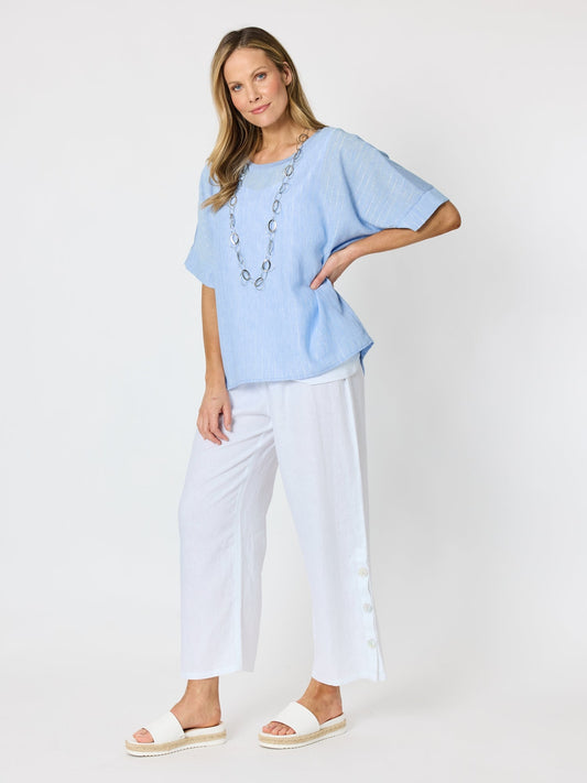 Clarity Riviera Relaxed Stripe Top (Pale Blue)