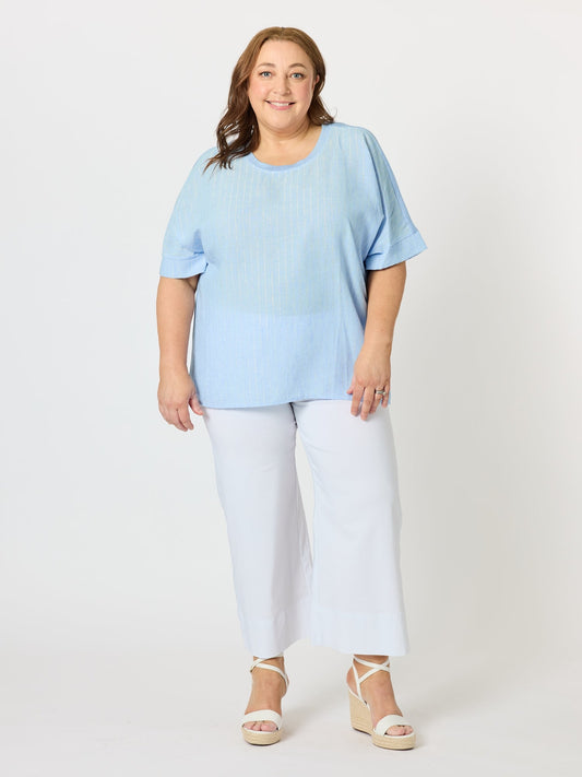Clarity Riviera Relaxed Stripe Top (Pale Blue)
