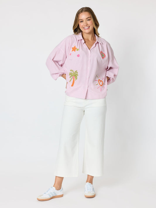 Threadz The Palms Embroidered Shirt (Musk White)