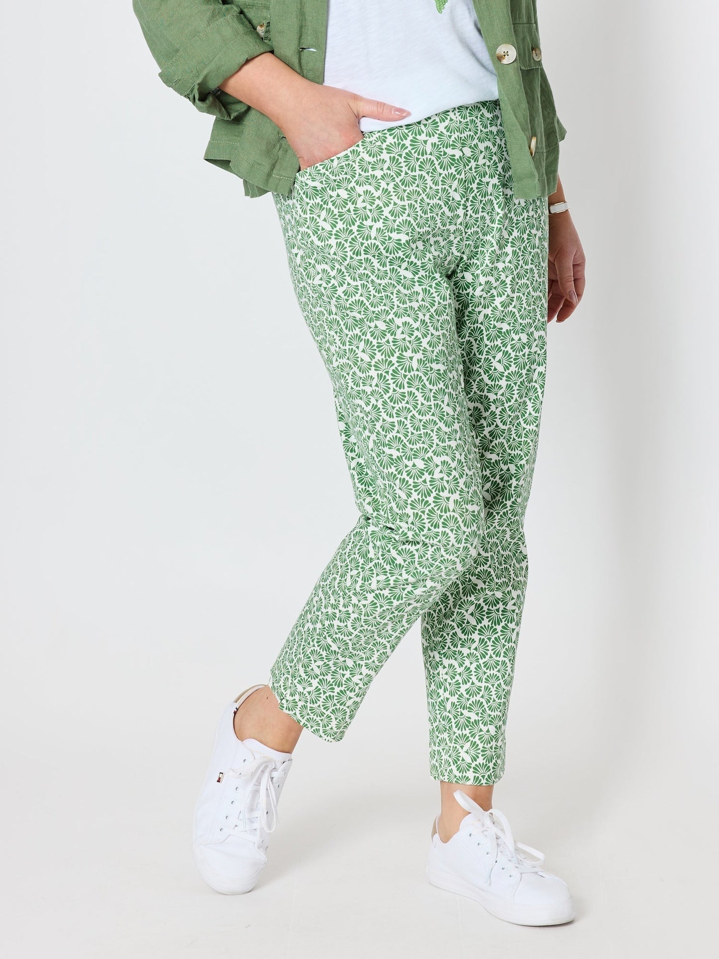 Gordon Smith Oasis Print Slim Leg Pant (Fern White)