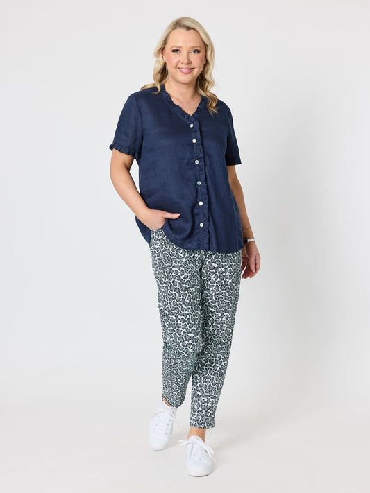 Gordon Smith Oasis Print Slim Leg Pant (Navy/White)