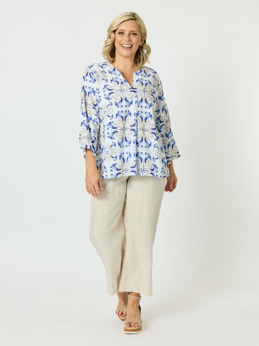 Hammock & Vine Portofino Print Top (Cornflower Multi)