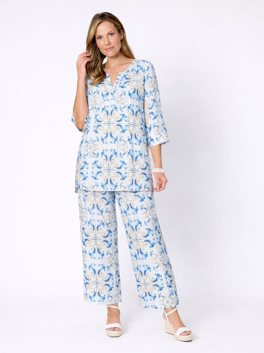 Hammock & Vine Portofino Print Top (Cornflower Multi)