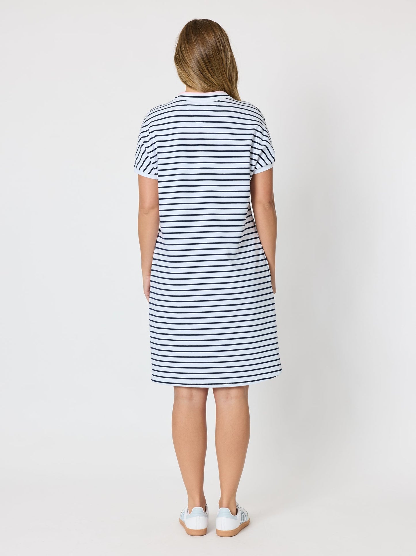 Threadz Sailor Stripe Print Polo Dres (Navy/White)