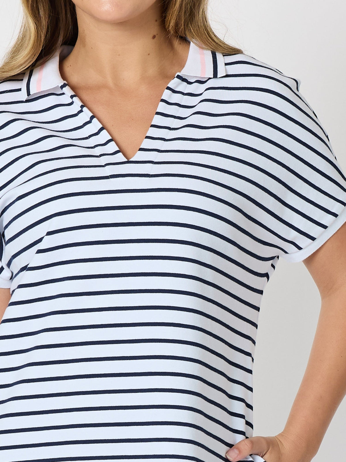 Threadz Sailor Stripe Print Polo Dres (Navy/White)