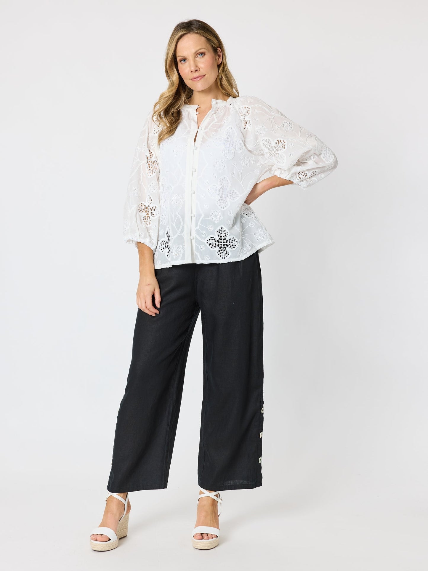 Hammock & Vine Bayview Wide Leg Linen Pant (Black)