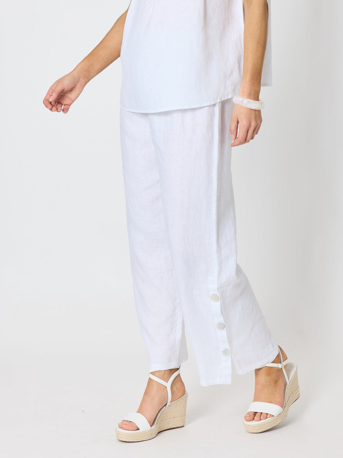 Hammock & Vine Bayview Wide Leg Linen Pant (White)