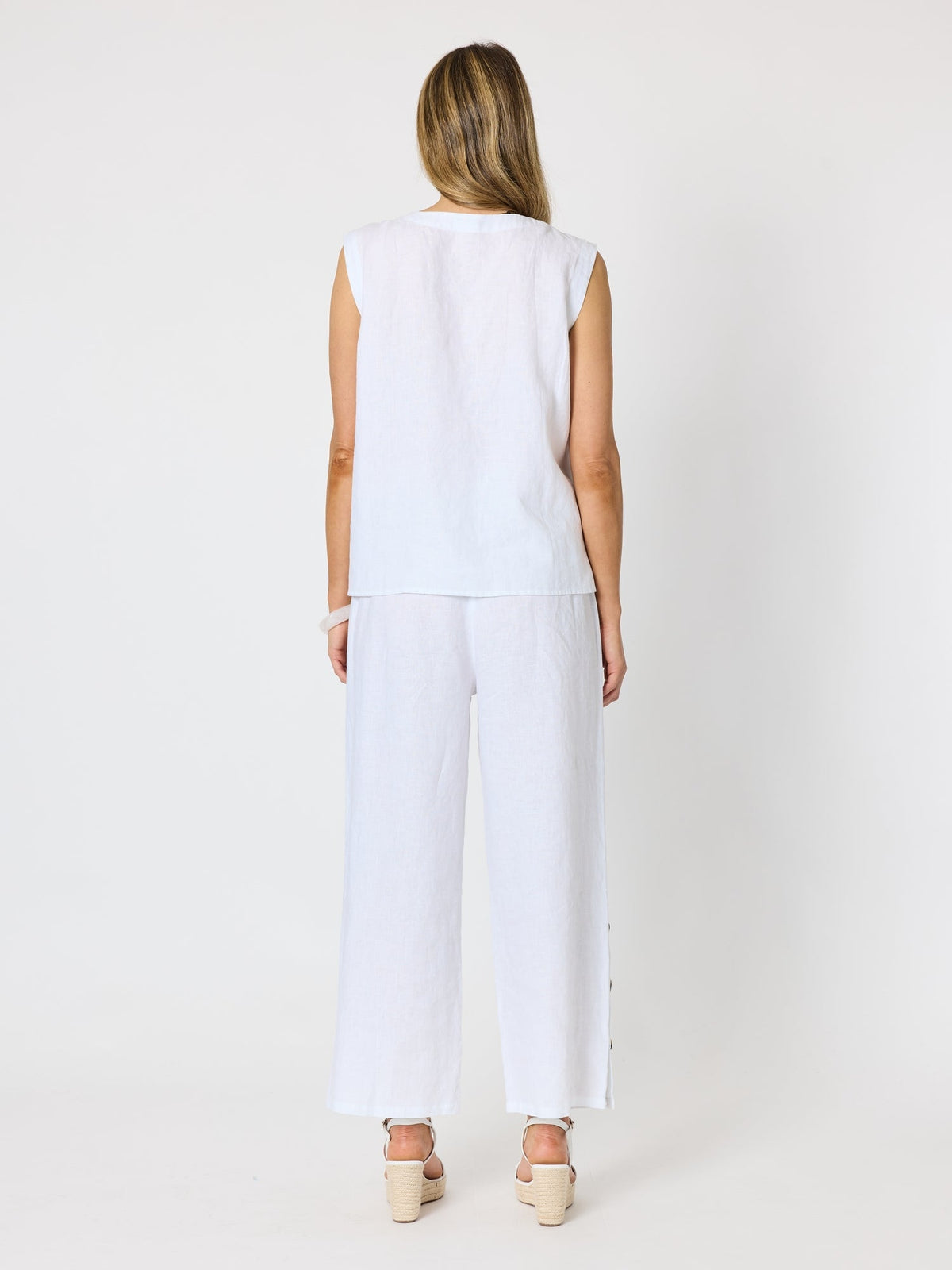 Hammock & Vine Bayview Wide Leg Linen Pant (White)