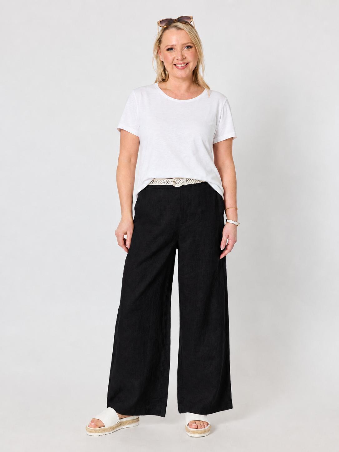 Gordon Smith Luella Wide Leg Linen Pant (Black)
