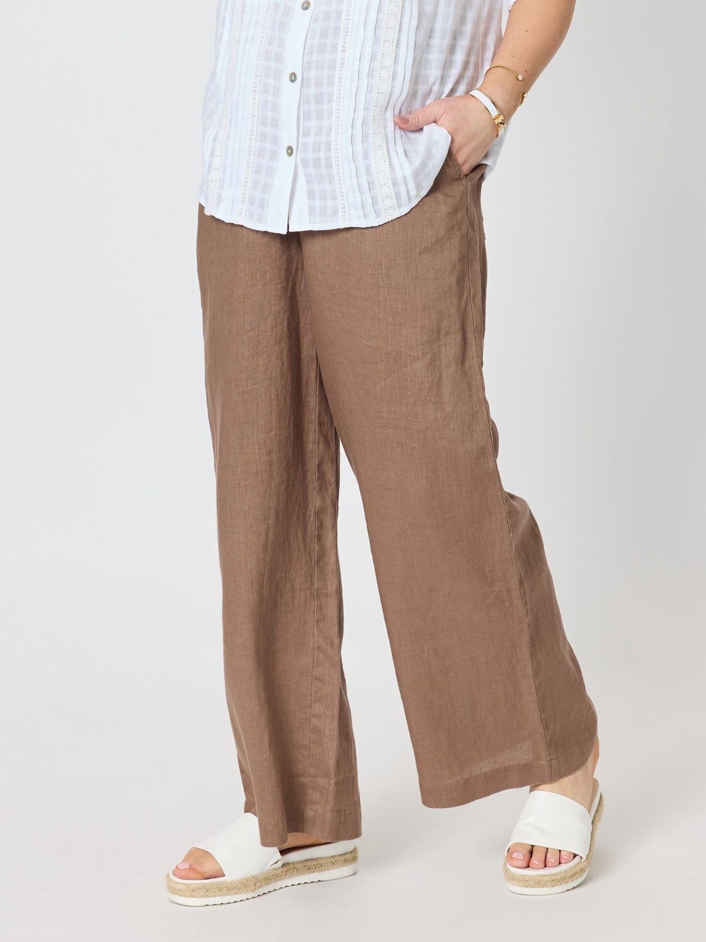 Gordon Smith Luella Wide Leg Linen Pant (Mocha)