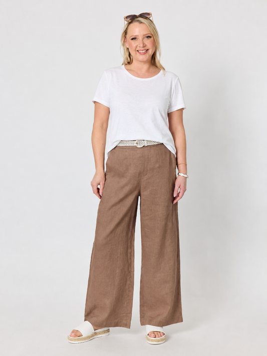 Gordon Smith Luella Wide Leg Linen Pant (Mocha)