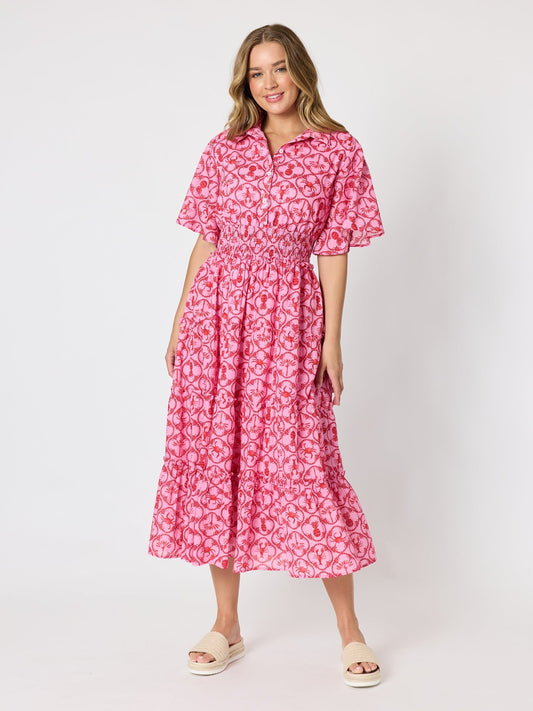 Image of Dresses. Product name - Laguna Beach Print Dress Rose Multi in Rose Multi colour by brand - Threadz