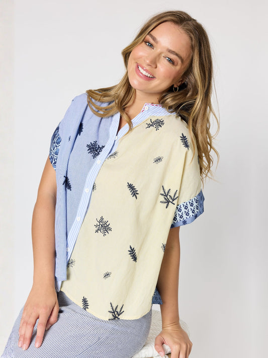 Image of Shirts. Product name - Costa Mesa Print Shirt Navy Multi in Navy Multi colour by brand - Threadz