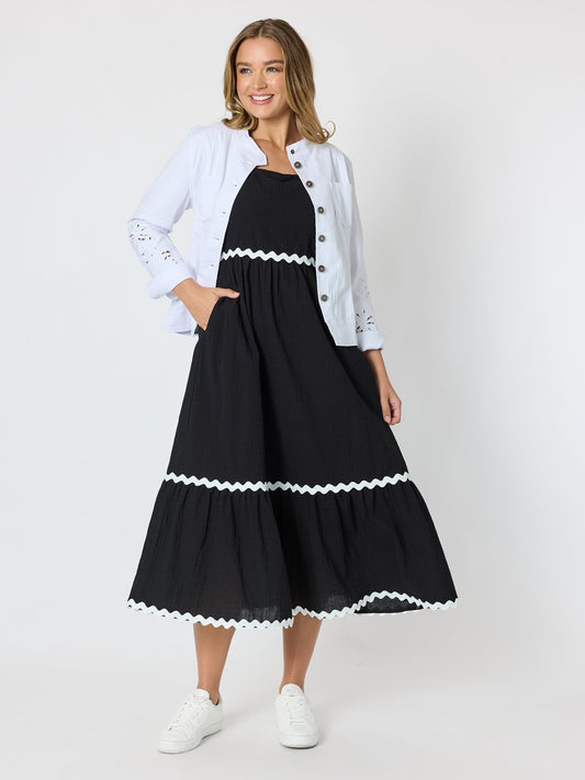 Threadz Casablanca Ric Rac Sundress (Black)