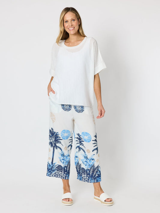 Clarity Escape Print Wide Leg Pant (Azure Multi)