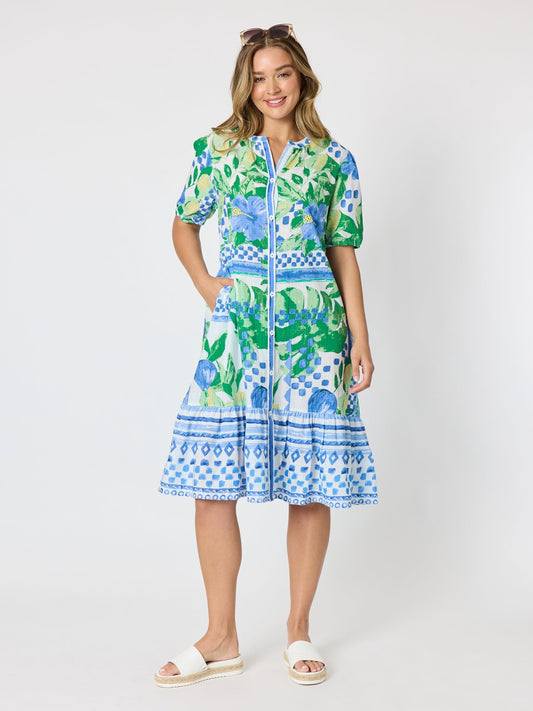 Image of Dresses. Product name - Limoncello Floral Print Dress Apple Multi in Apple Multi colour by brand - Threadz