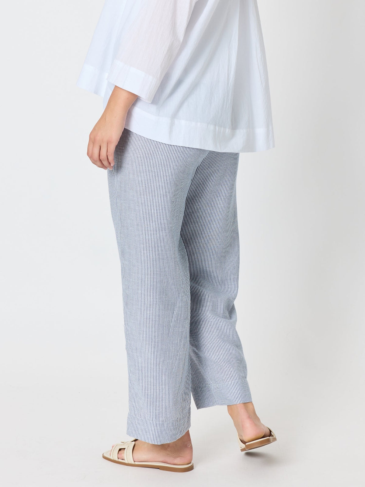 Threadz City Stripe Print Straight Leg Pant (Navy/White)