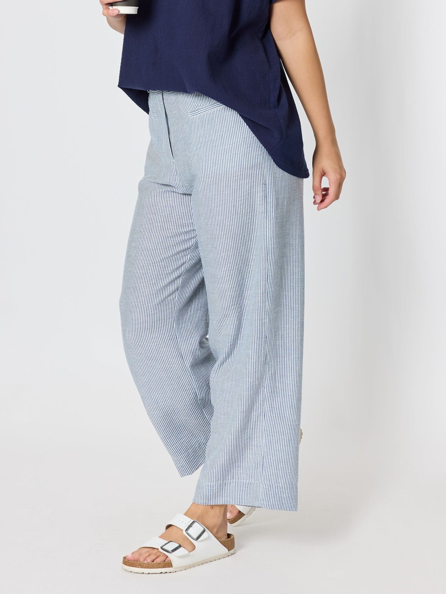 Threadz City Stripe Print Straight Leg Pant (Navy/White)