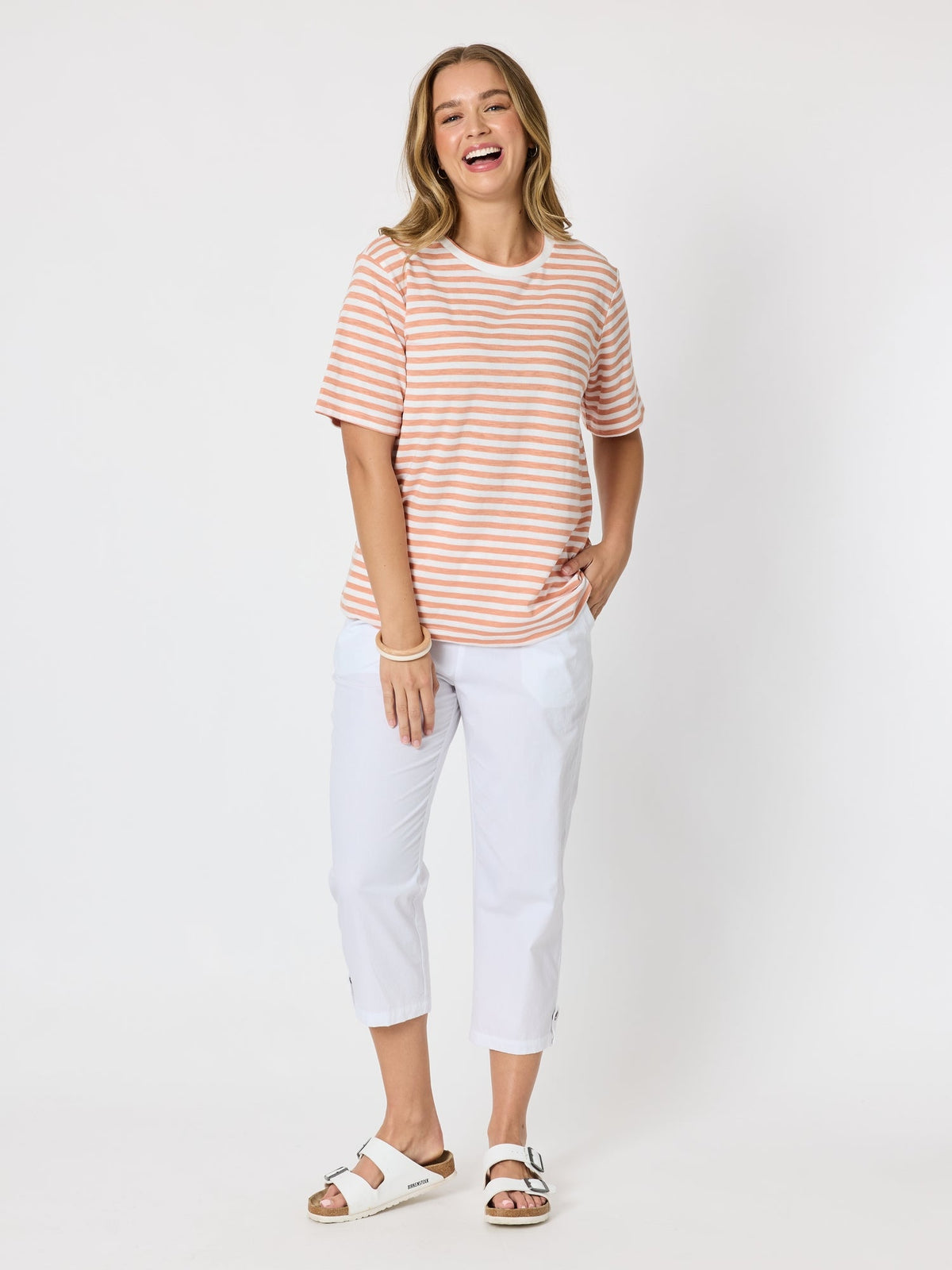 Threadz Charmed Stripe Cotton Tee (Ginger)