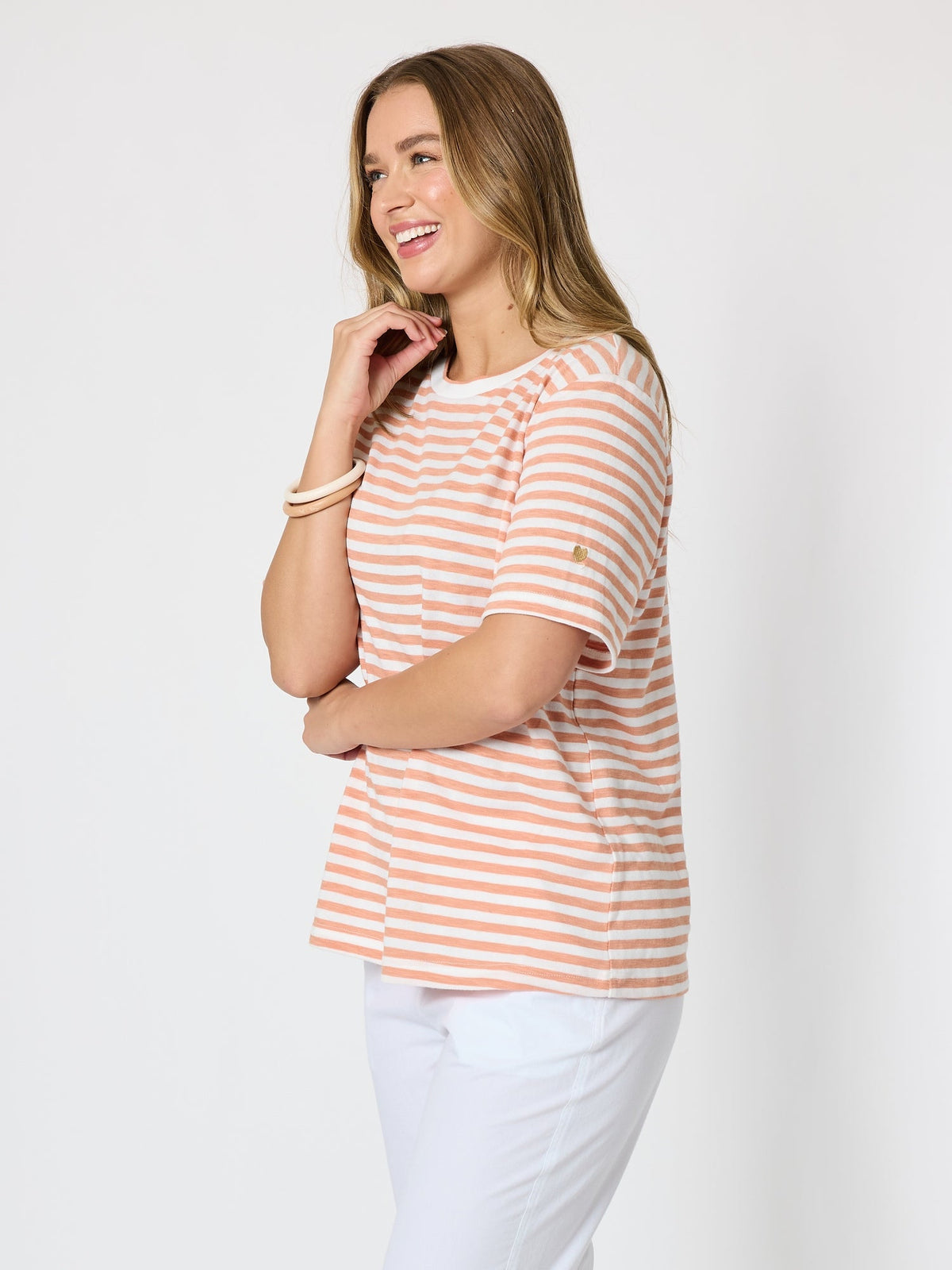 Threadz Charmed Stripe Cotton Tee (Ginger)