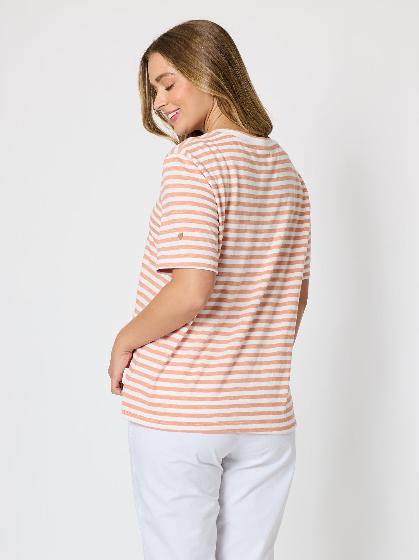 Threadz Charmed Stripe Cotton Tee (Ginger)