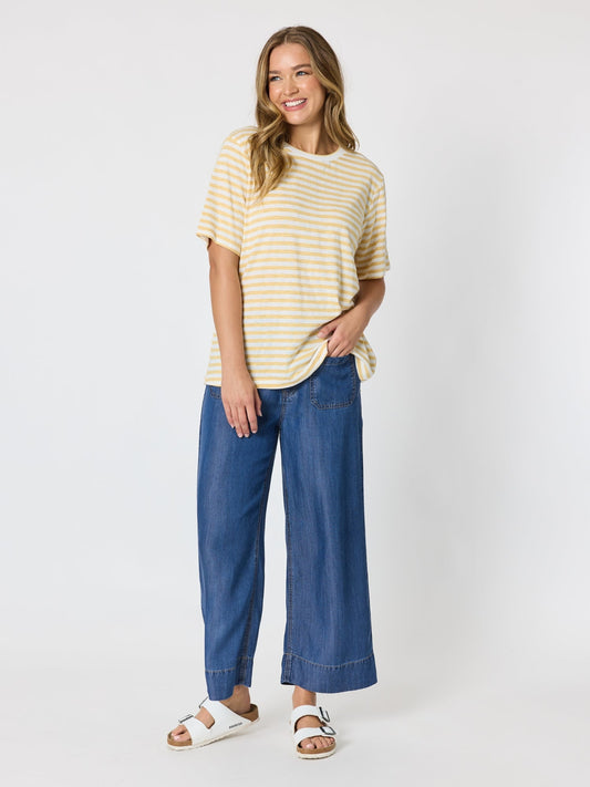 Threadz Charmed Stripe Cotton Tee (Lemon)