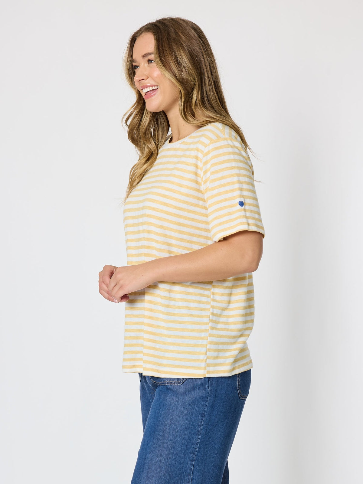 Threadz Charmed Stripe Cotton Tee (Lemon)
