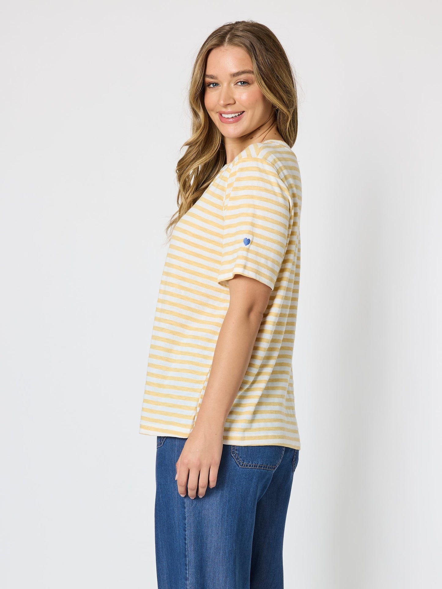 Threadz Charmed Stripe Cotton Tee (Lemon)