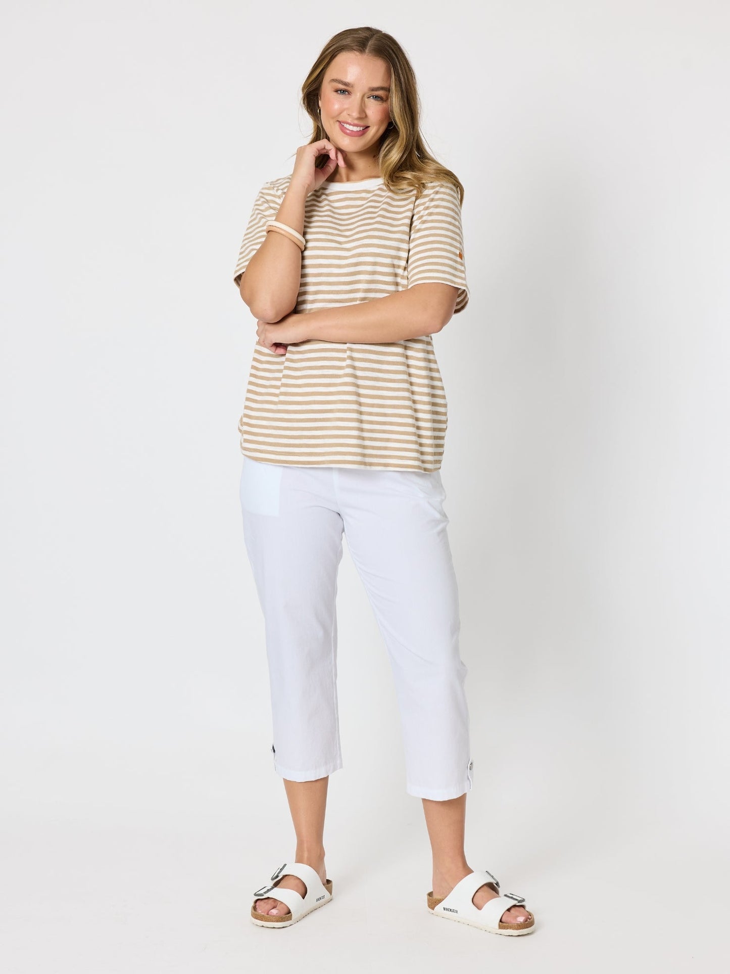 Threadz Charmed Stripe Cotton Tee (Natural)