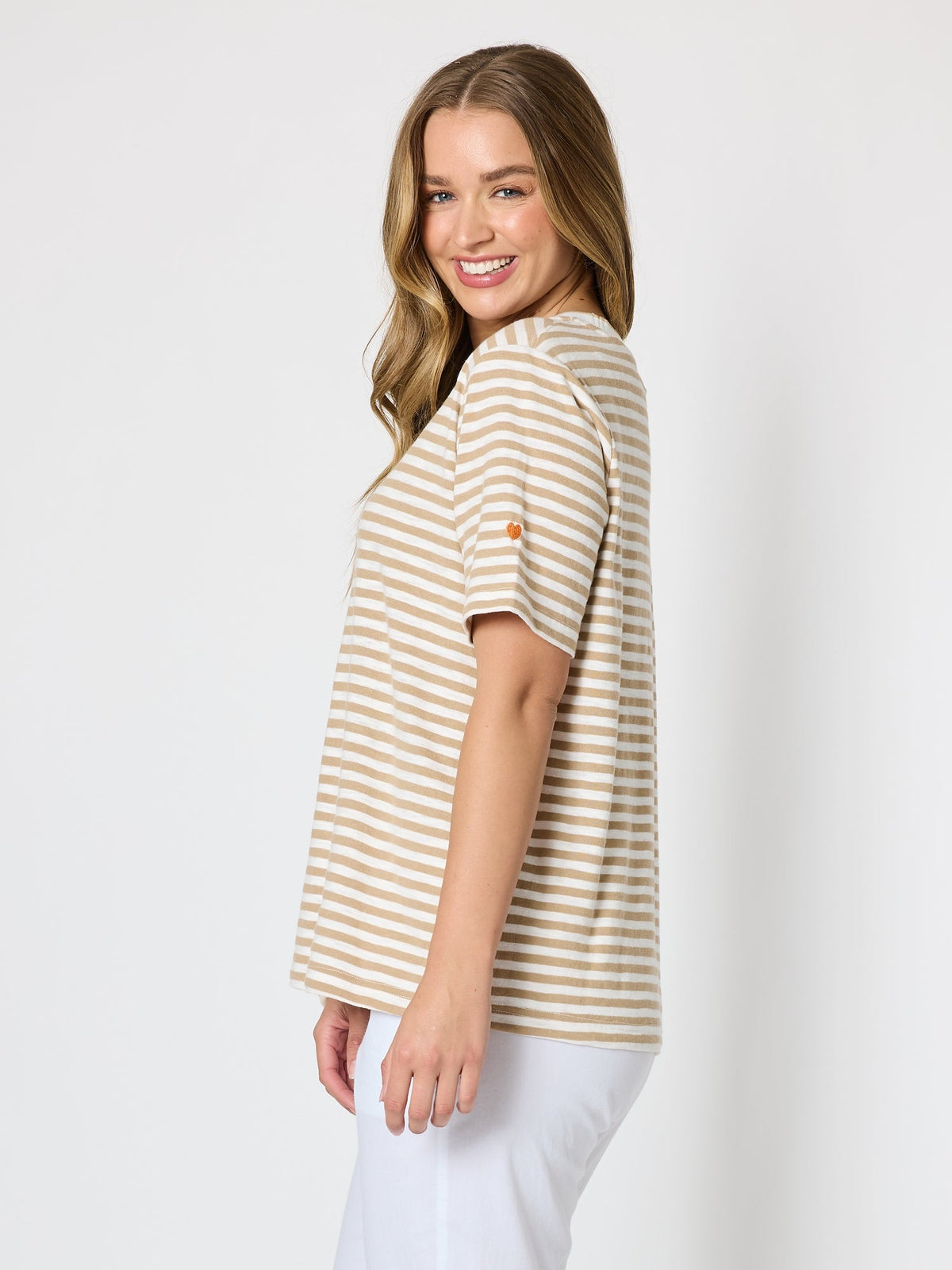 Threadz Charmed Stripe Cotton Tee (Natural)