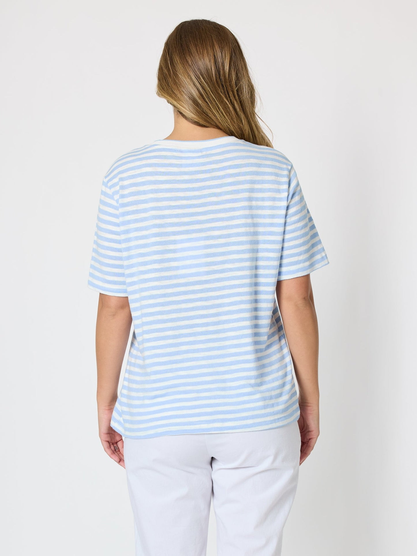 Threadz Charmed Stripe Cotton Tee (Sky Blue)