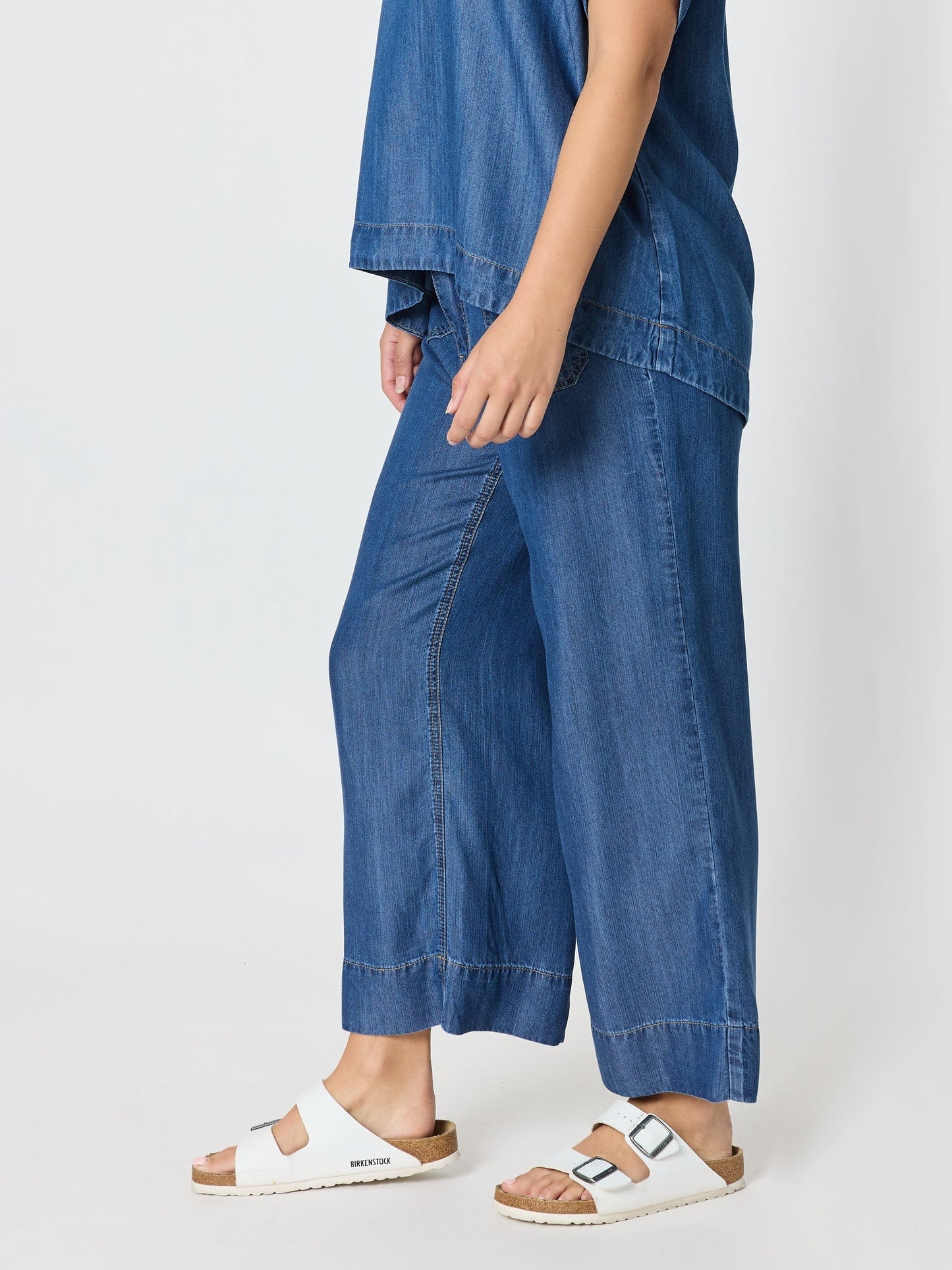 Threadz Dune Carpenter Wide Leg Cropped Pant (Dark Denim)