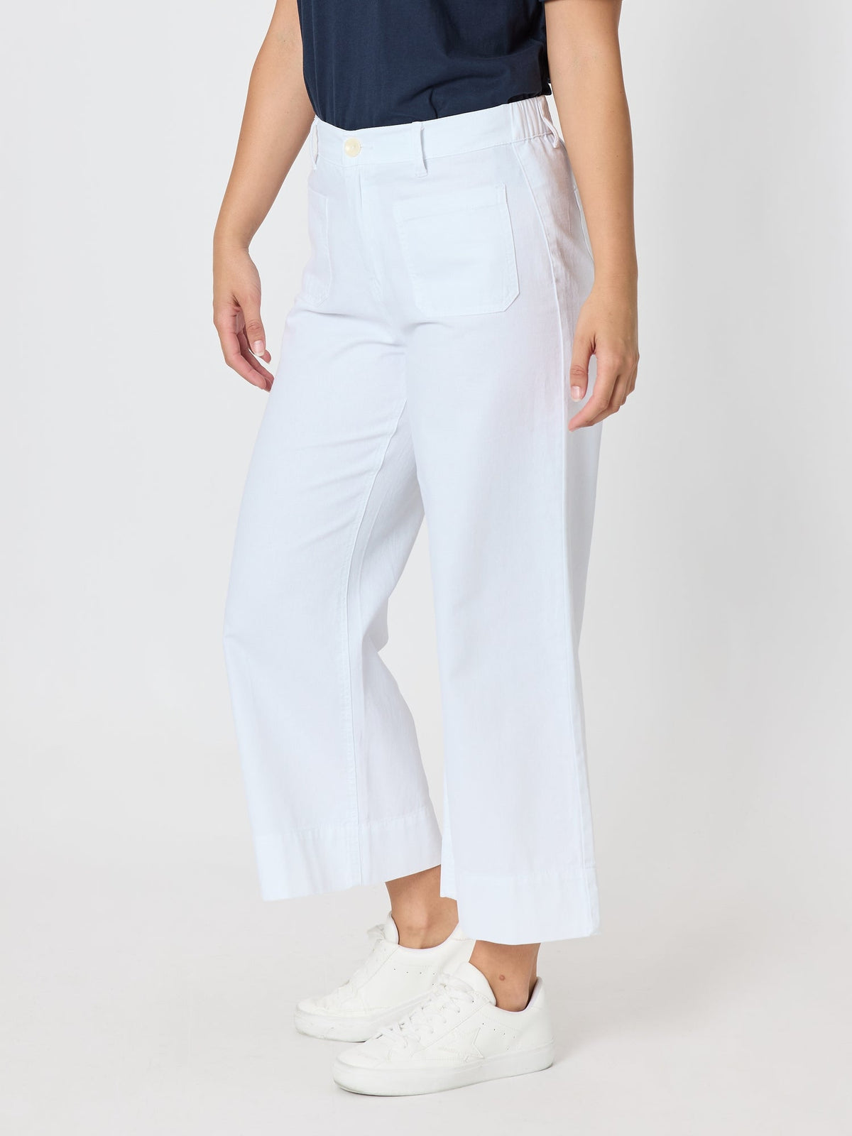 Threadz Dune Carpenter Wide Leg Cropped Pant (White)