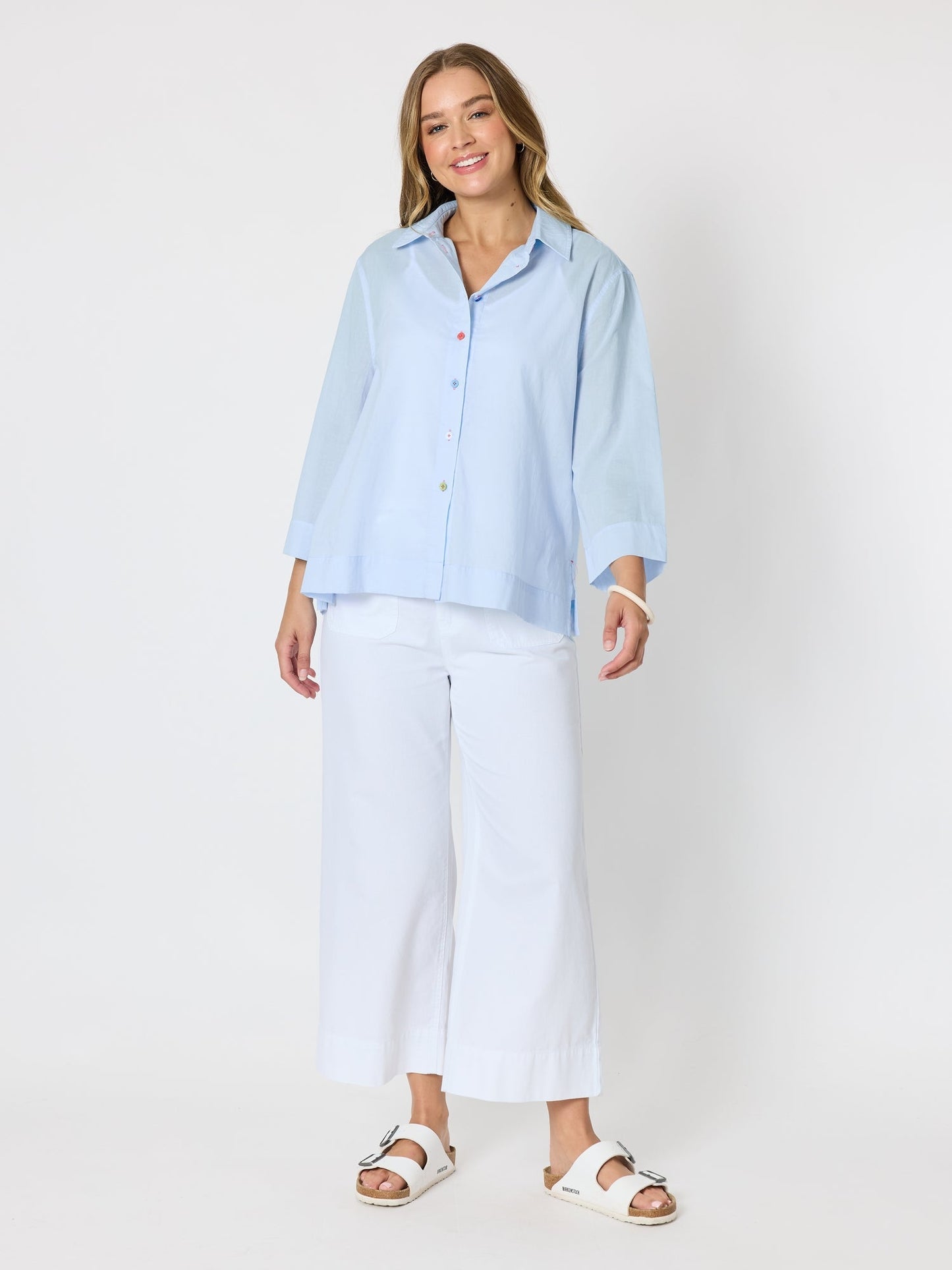 Threadz Dune Carpenter Wide Leg Cropped Pant (White)