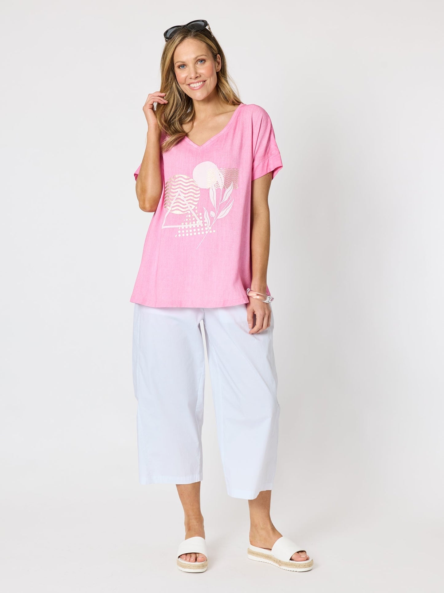 Clarity Toledo Parachute Crop Pant (White)