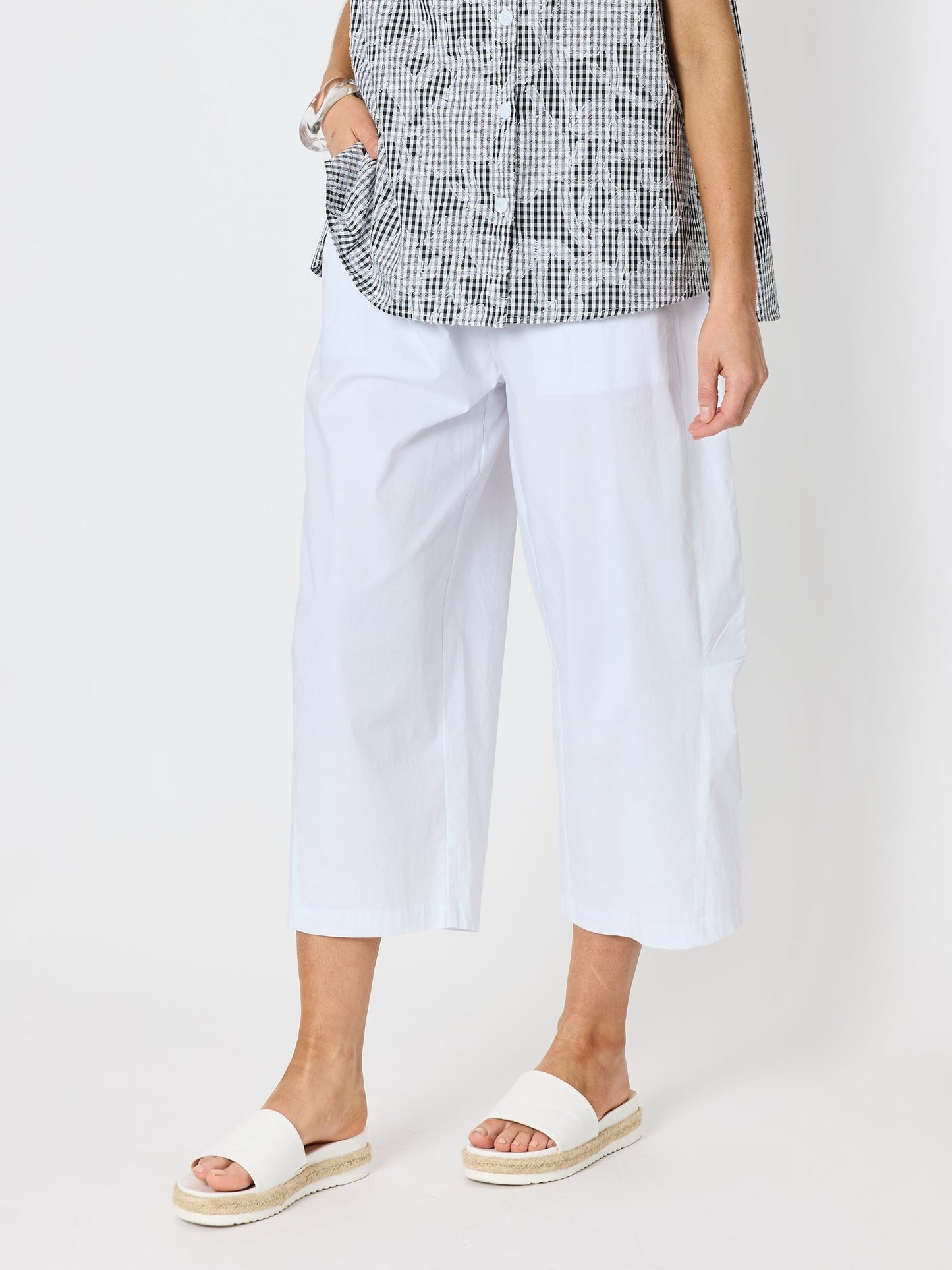 Clarity Toledo Parachute Crop Pant (White)