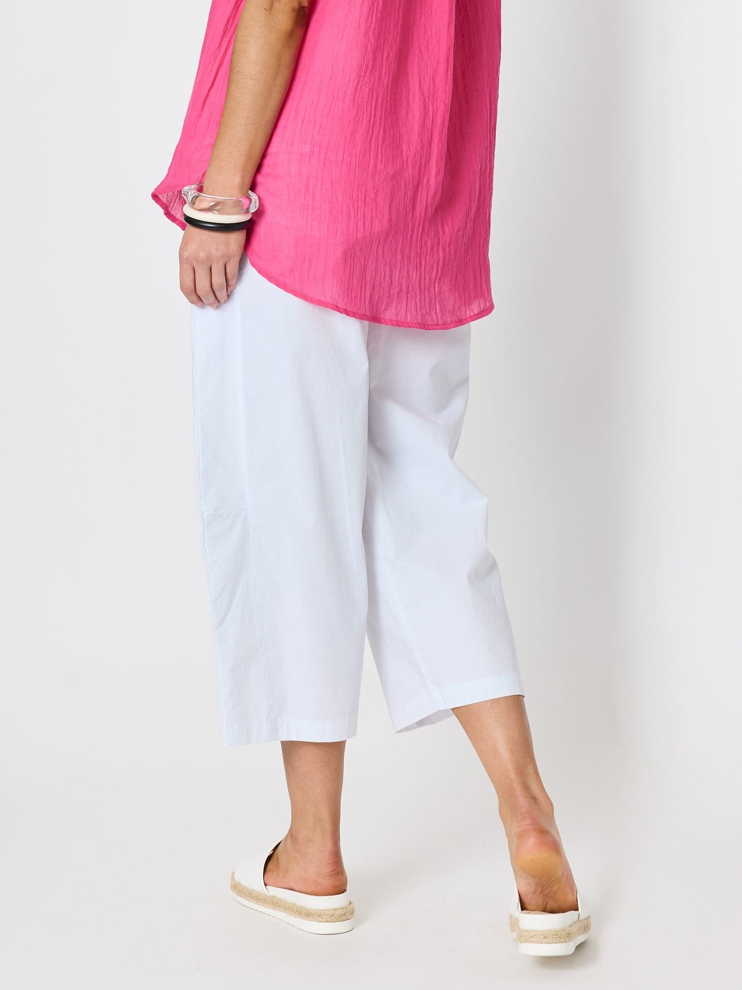 Clarity Toledo Parachute Crop Pant (White)